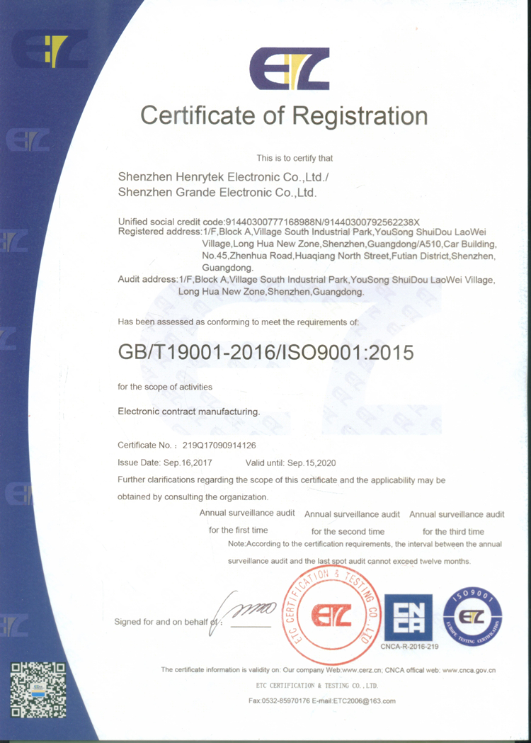ISO9001:2015 Certificates