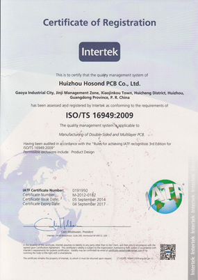 Shenzhen Grande Electronic ISO TS16949:2009 Certificates